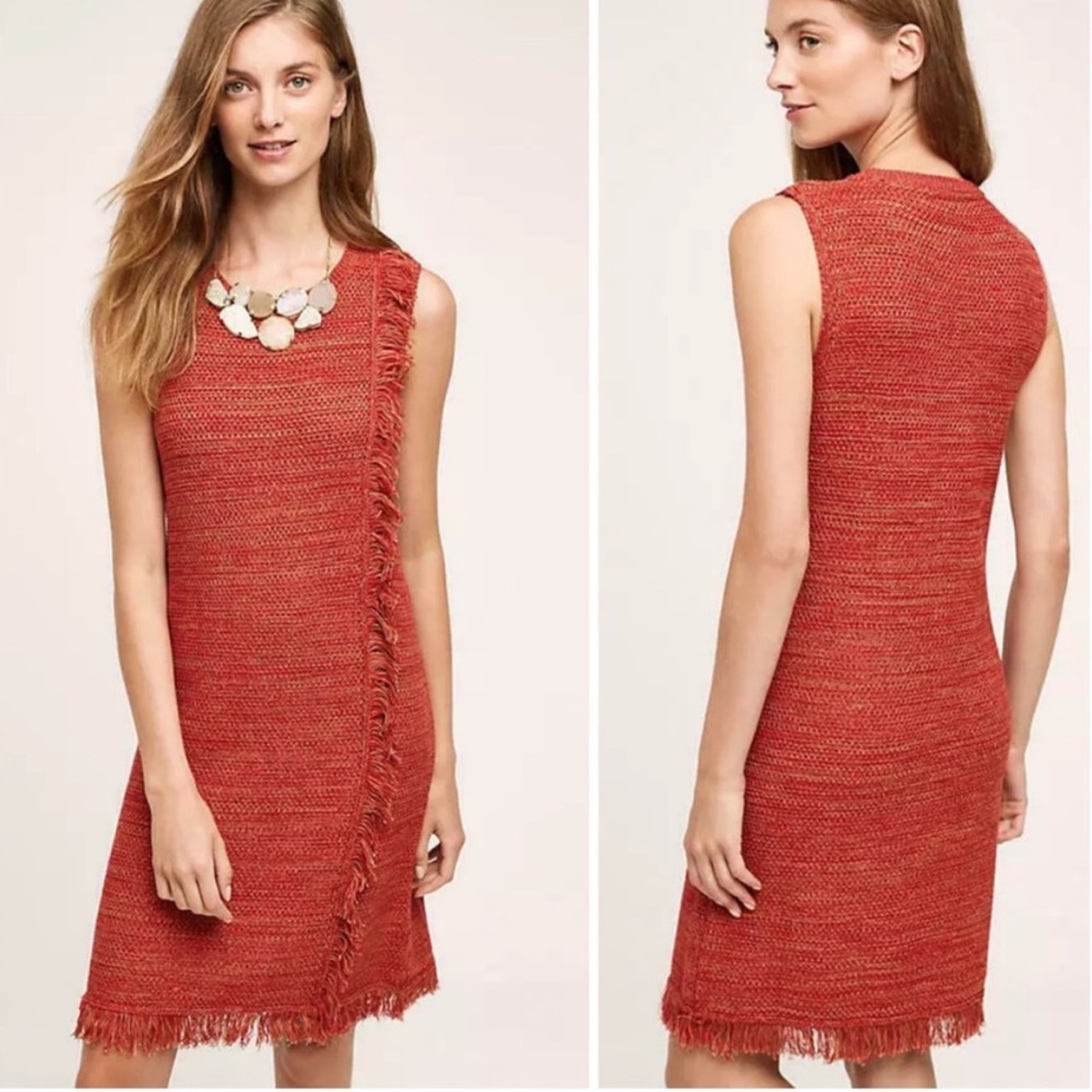 ANTHROPOLOGIE HOLDING HORSES Red Knit Sleeveless Dress XS